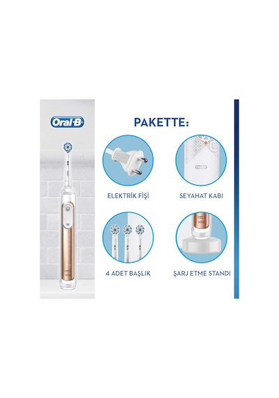 Oral-B Genius X AI Şarj Edilebilir Diş Fırçası Rose Gold + 4 Başlık + Seyehat Çantası