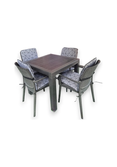 Lüks Arkalıklı Sandalye Minderi 6lı 4cm Süngerli Örümcek Desen 42x42 Gri