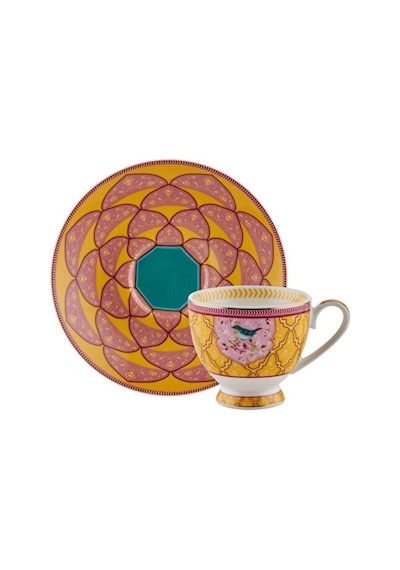 Qush Sarı Tek Kişilik Türk Kahvesi Fincanı 90ml. Çok  Renkli