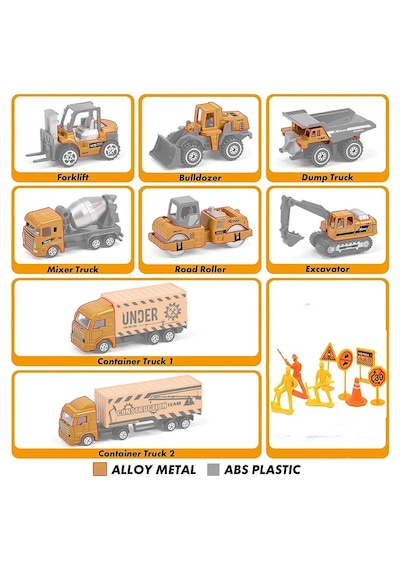 1:64 Dieacast Inşaat Seti Metal Ve Oyun Halısı Beton Mikseri Fork