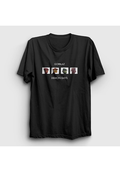 Presmono Unisex Demon Days Gorillaz T-shirt Siyah