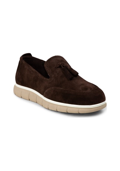 Deery Erkek Kahverengi Hakiki Süet Püsküllü Loafer - 02048mkhve02