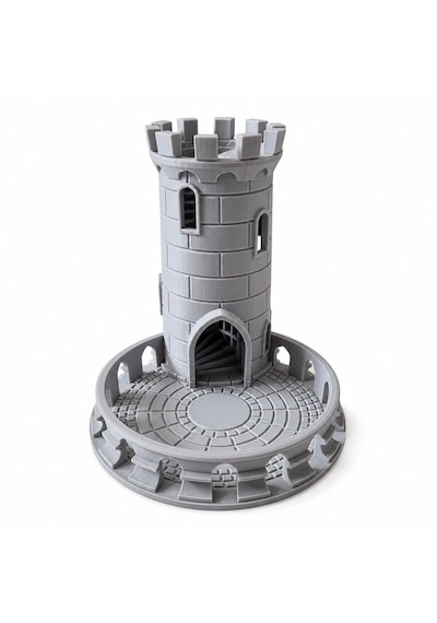 3d Baskı Spiral Merdivenli Zar Kulesi Gri 15 Cm Frp Ve Kutu Oyunları İçin Dice Tower Masaüstü Oyun Aksesuarı