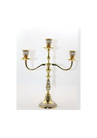 Pirinç Sedefli 3'lü Şamdan Beyaz 59481541