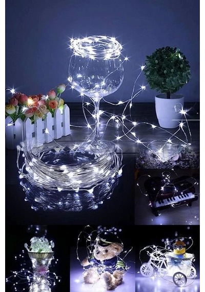 Pilli 5 Metre Dekoratif Peri Led Beyaz Aydınlatma Süsleme Lambası Çok Renkli