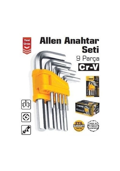 Sgs1060 - 9 Parça Hex Düz Allen Anahtar Seti