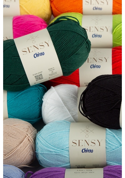 Sensy Chino El Örgü İpi Kazak Bluz Yelek Hırka İpi Tunik Amigurumi İp Siyah 100 Gr - 330 M