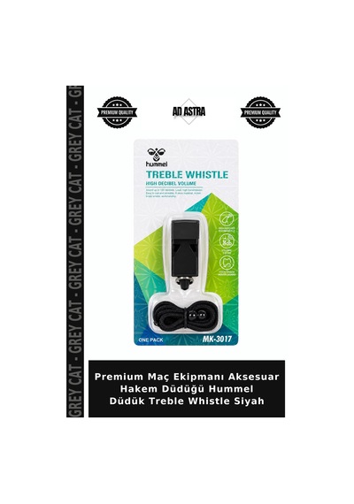 Premium Maç Ekipmanı Aksesuar Hakem Düdüğü Hummel Düdük Treble Whistle Siyah