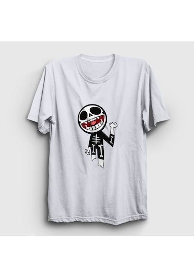 Presmono Unisex Bonesy Gorillaz T-shirt Beyaz