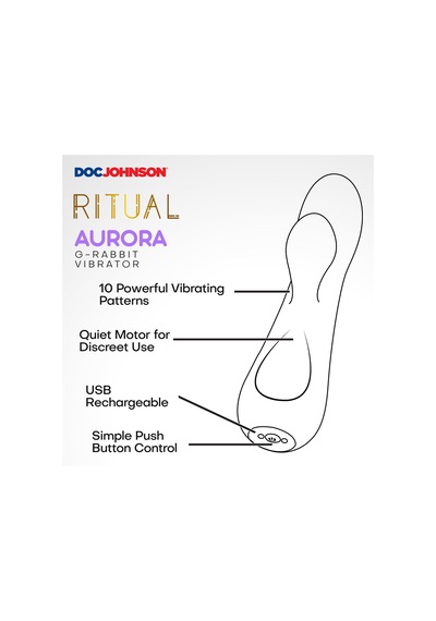 Ritüel - Aura - 10 Güçlü Titreşim Desenine Sahip Şarj Edilebilir Silikon Tavşan Vibratörü - Doc Johnson Tarafından