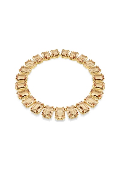 5720911 Millenia Tennis Necklace, Oversized Crystals, Octagon Cut, Caramel, Gold-tone Plated Metalik