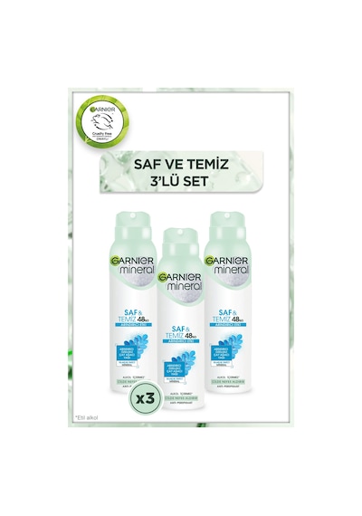 Garnier Mineral Saf&Temiz Kadın Sprey Deodorant 150 ML x 3