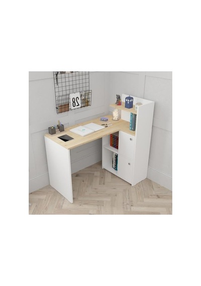 Sol Yönlü Kitaplıklı Dolaplı L Çalışma Masası 120x60