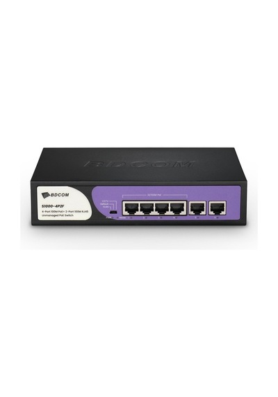 Bdcom S1000-4p2f 4 Port Poe 2 Port Uplink Yönetilemez 60w Poe Switch