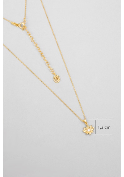 Lotus Masalı 18 Ayar Sarı Altın Kaplama 43 Cm Gümüş Kolye