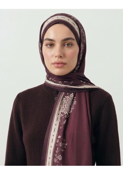 Bushu Ornament Pamuk Şal bordo