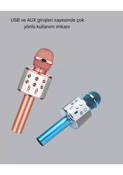 Home Bluetooth Karaoke Mikrofon Yüksek Ses Kalitesi, Yankı Efektli, Uzun Ömürlü Pil