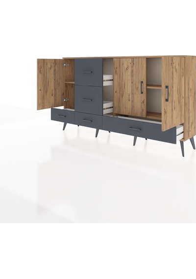 Arges Konsol 4 Raflı 5 Çekmeceli 3 Kapaklı 176x30x99 Çam-çam/antrasit Atlas Çam/antrasıt - Atlas Çam Arges Konsol 4 Raflı 5 Çekmeceli 3 Kapaklı 176x30x99 Çam-çam/antrasit Atlas Çam/antrasıt - Atlas Çam