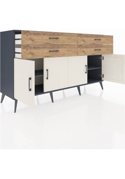 Hyperion Konsol 2 Raflı 4 Çekmeceli 8 Kapaklı 176x44x99 Antrasit- Antrasit-aytaşı/çam Hyperion Konsol 2 Raflı 4 Çekmeceli 8 Kapaklı 176x44x99 Antrasit- Antrasit-aytaşı/çam