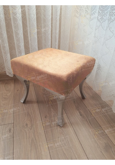 Ayak Ucu Kapı Önü Antre Düz Bench Puf Gümüş Ayak Vizon