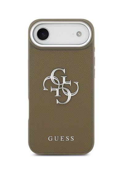 Apple Uyumlu iPhone 17 Air  Kılıf Guess Lisanslı Grained 4g Metal Büyük Logolu Kapak Kahverengi Kahverengi