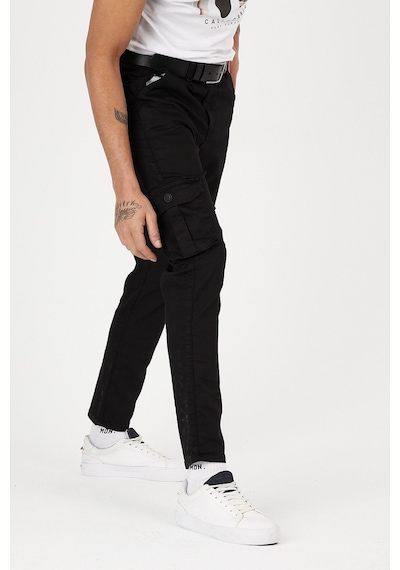 Serseri Jeans Siyah Renk Körüklü Paçası Lastiksiz Kargo Pantolon Siyah