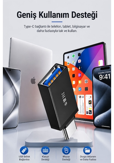 Type-c Usb 3.0 Otg Dönüştürücü Adaptör, 5gbps Hızlı Veri Aktarım Çevirici, Usb Bellek Harici Disk Klavye Mouse Destekli, Telefon Tablet Bilgisayar Uyumlu S342