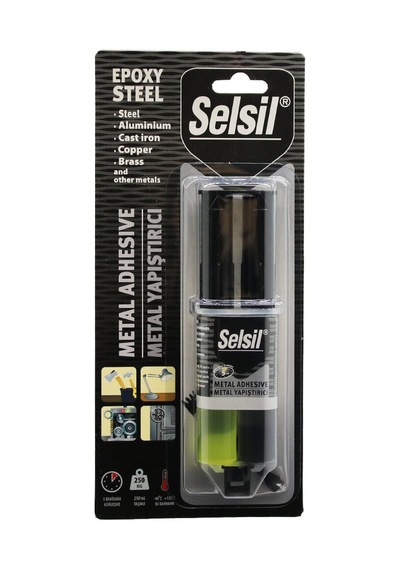 Selsil 3633 Epoxy Steel Metal Şırınga Epoksi Yapıştırıcı 28 Gr - Metal, Ahşap Ve Plastik- 12'li Paket