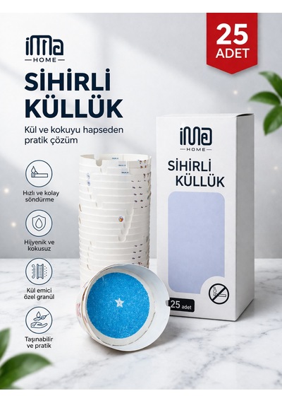 İma Home Sihirli Küllük 25 Adet Dumansız Kokusuz Kül Toplayıcı Taşınabilir Hijyenik Masa Üstü Küllük