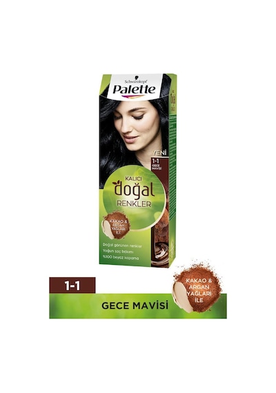 Palette Kalıcı Doğal Renkler Saç Boyası 1.1 Gece Mavisi