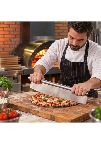 Fida Paslanmaz Çift Elli Pizza Kesici Inox