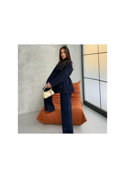 Asur Boutique Asur Butik Kadın Belden Bağlamalı Oversize Kot Takım Lacivert