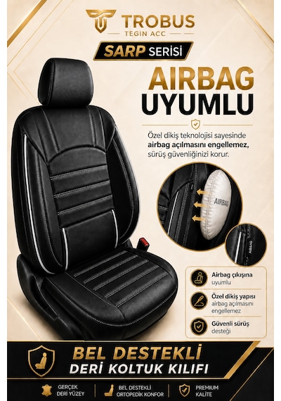 Hyundai Accent Admira Uyumlu Sarp Serisi Beyaz Oto Koltuk Kılıfı