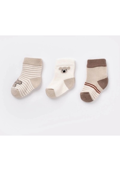 Step Bibaby Biorganic Koala Erkek 3'lü Çorap 68449 Bej 001