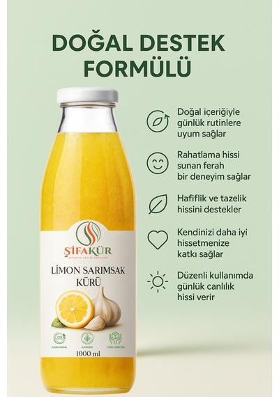 Şifakür Limon Sarımsak Kürü 60 Gün Dinlendirilmiş Doğal İçerikli Geleneksel Formül 1000ml
