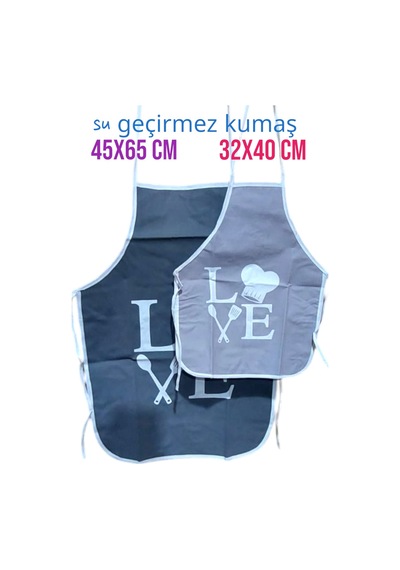 2'li Anne Kız Mutfak-boyama Önlüğü Seti Su Geçirmez Kumaş 32x40 Ve 45x65 Cm Ebatlar