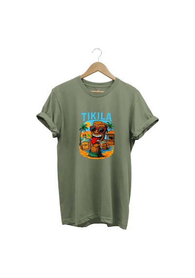 Summer Yazlık Tekila Yazı Baskılı %100 Pamuk Regular Fit Premium Haki T-shirt Haki