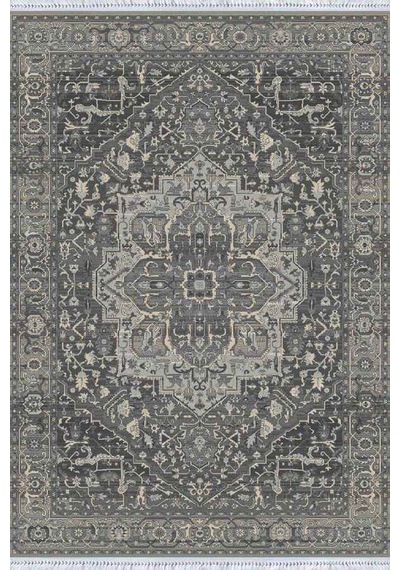 Antrasit Göbekli Dokuma Pamuk Taban Kaymaz Kilim Klm310n11