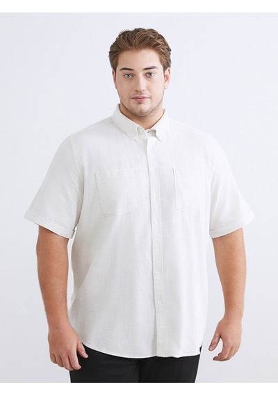 Lcwaıkıkı Classic Bej Regular Fit Kısa Kollu Armürlü Erkek Dokulu Gömlek