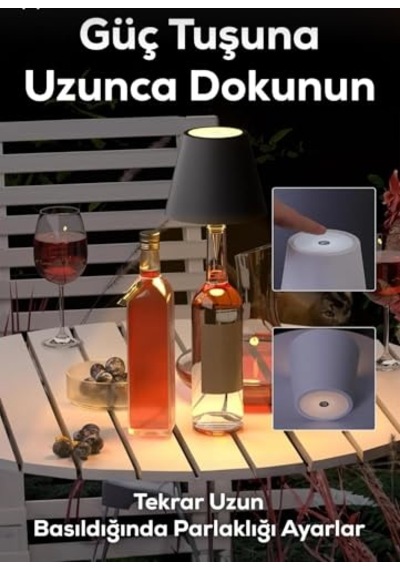 Dokunmatik 3 Renk Usb Şarjlı Şişe Üstü Led Gece Lambası Masa Lambası Ambiyans Çok Renkli