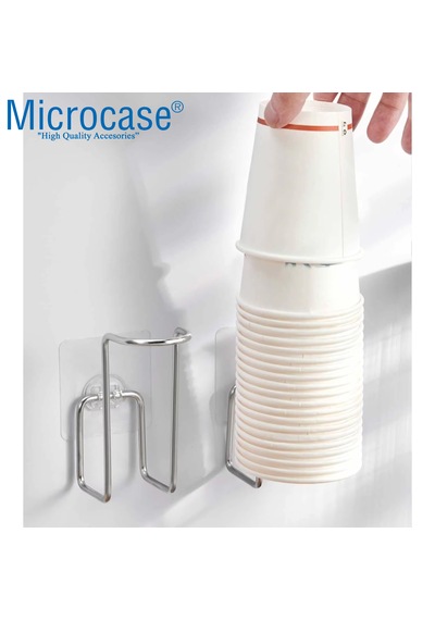 Microcase Yapışkanlı Duvara Yüzeye Monte Kağıt Bardak Askılığı - Al5307 2 Adet Gri
