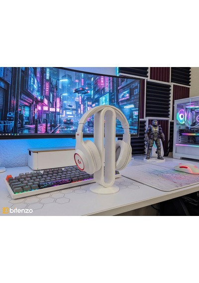 Minimalist Oval Tasarım Masaüstü Kulaklık Standı, Gaming Ve Ofis Kulaklık Tutucu - Beyaz