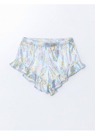 Lcw Dream Mavi V Yaka Saten Kadın Şortlu Pijama Takımı