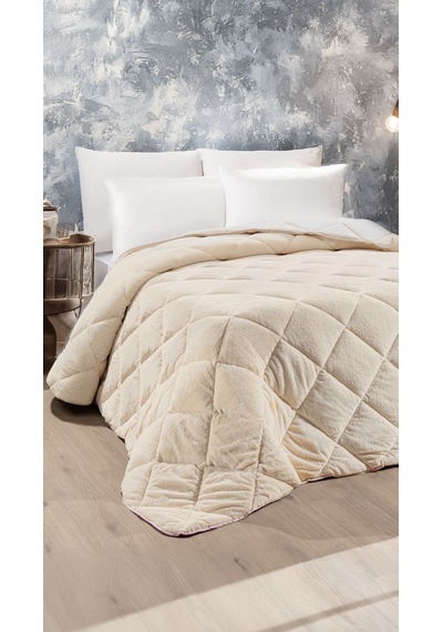 Ogi Home Welsoft Yorgan Çift Taraflı Tek Kişilik 155x215 - Krem Krem