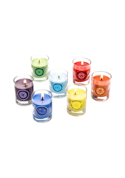 7 CHAKRA MEDİTASYON SHOT BARDAK İÇİ RENKLİ MUM SETİ
