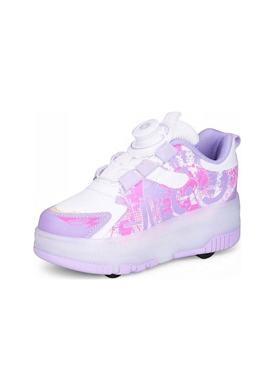 Patenli Işıklı Akıllı Bağcıklı Çocuk Sneaker Ayakkabı Lila 29-36