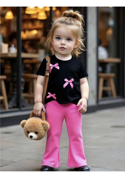My Kids Wear Kız Çocuk Fiyonk Detaylı Alt Üst Takım Siyah My Kids Wear Kız Çocuk Fiyonk Detaylı Alt Üst Takım Siyah