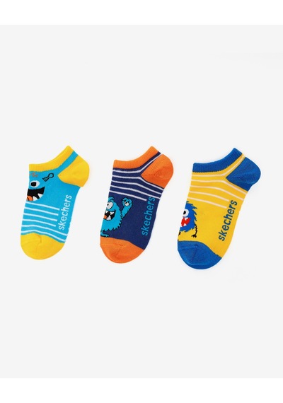 Skechers 3'lü Paket Funny Feet Bilekli Çorap Büyük Erkek Çocuk Sarı-mavi-lacivert Sk2520131-3474