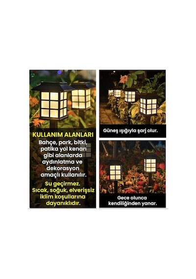 8 Adet Solar Bahçe Aydınlatma Lambası Su Geçirmez Dekoratif Çim Ve Yürüyüş Yolu Işığı Seti Karanlık Diğer