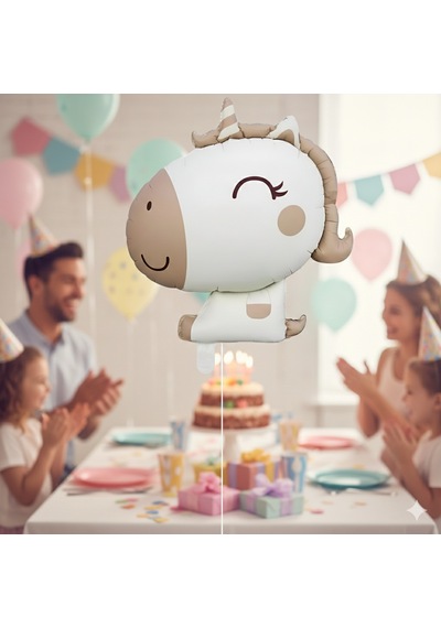 51x54 Cm Retro Unicorn Karamel Folyo Balon - Doğum Günü Parti Dekorasyon Balonu Çok Renkli